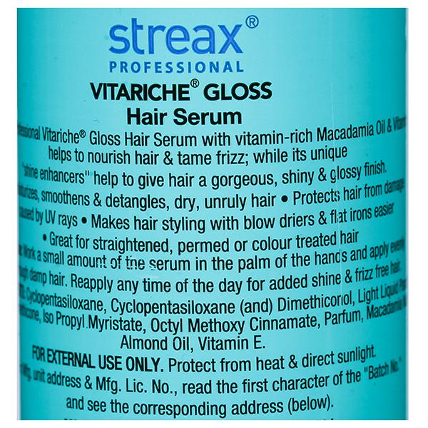 Streax Professional Vitariche Gloss Hair Serum 100 ml - BD Budget Beauty  (BBB)